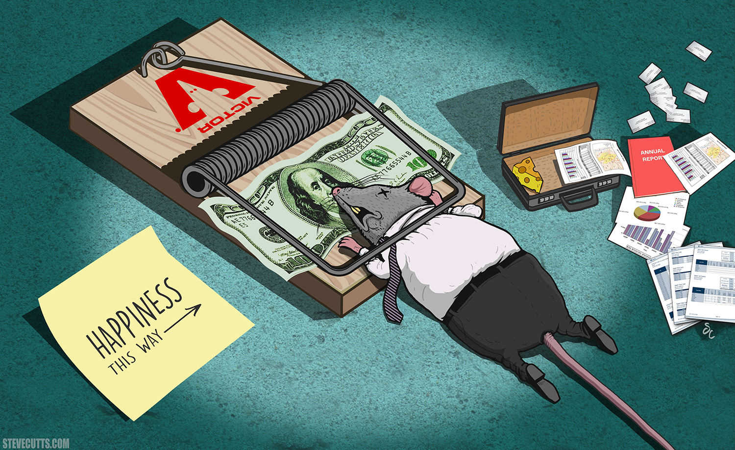 Rat trap by Steve Cutts