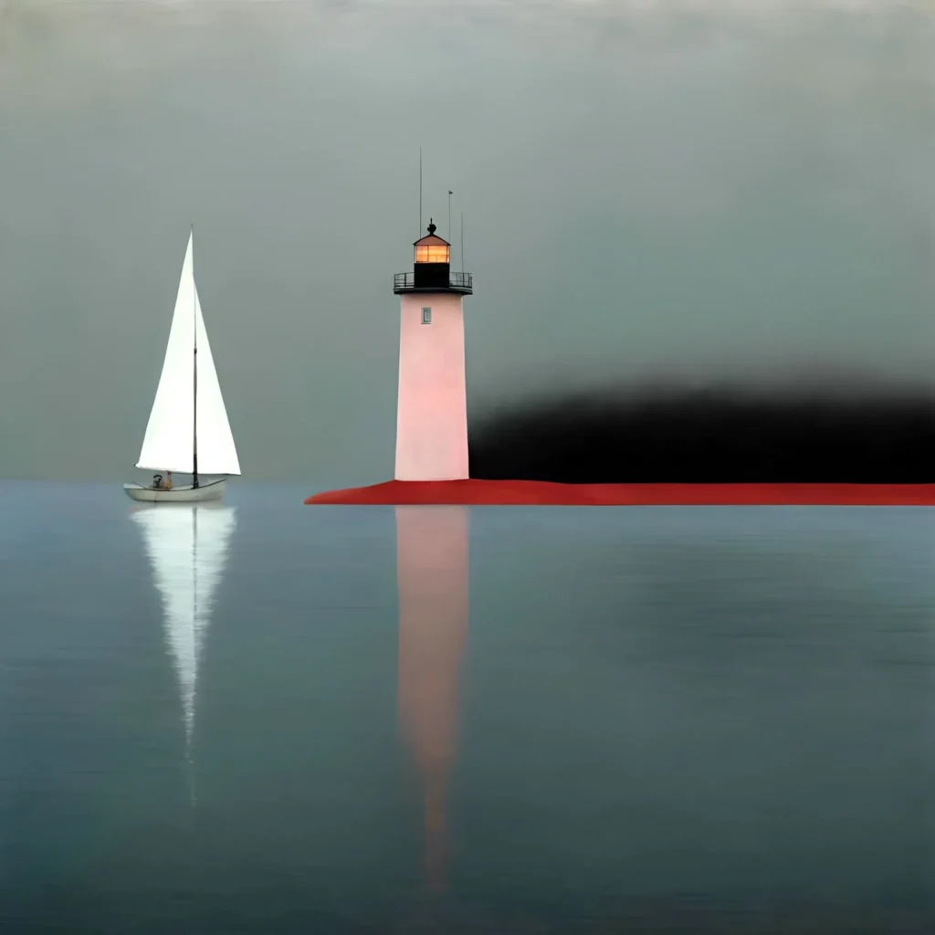 Paisaje de Jef Bourgeau del faro de Port Isabel