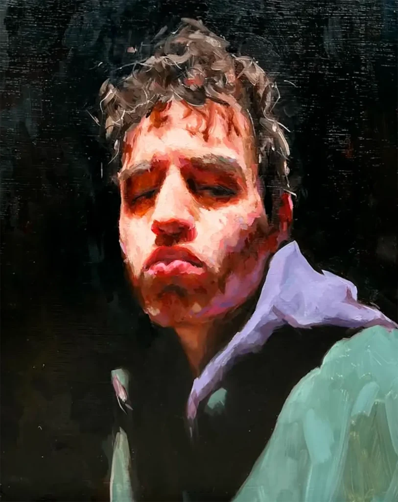 Retrato a Abdullah, busto a fondo negro a un hombre joven con ropa casual de @nailcunning