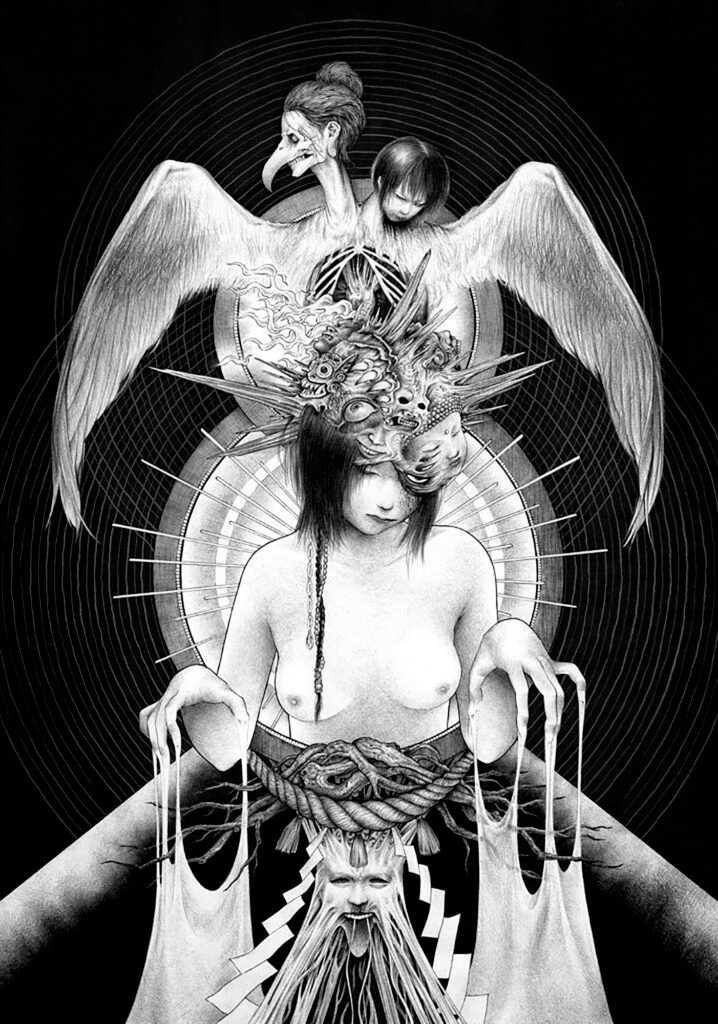 La obra de Asagi Yaenaga creadas bajo la técnica artística del grabado  crean atmósferas melancólicas que refuerzan la sensación de fragilidad y quietud.