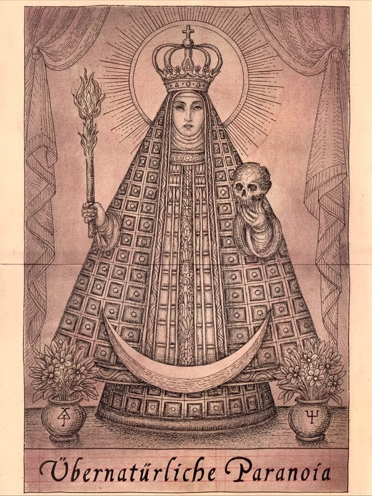 través de ilustraciones detalladas y crípticas, Daniel Martin Diaz fusiona ciencia y misticismo, creando composiciones visuales que evocan diagramas científicos y manuscritos simbólicos.