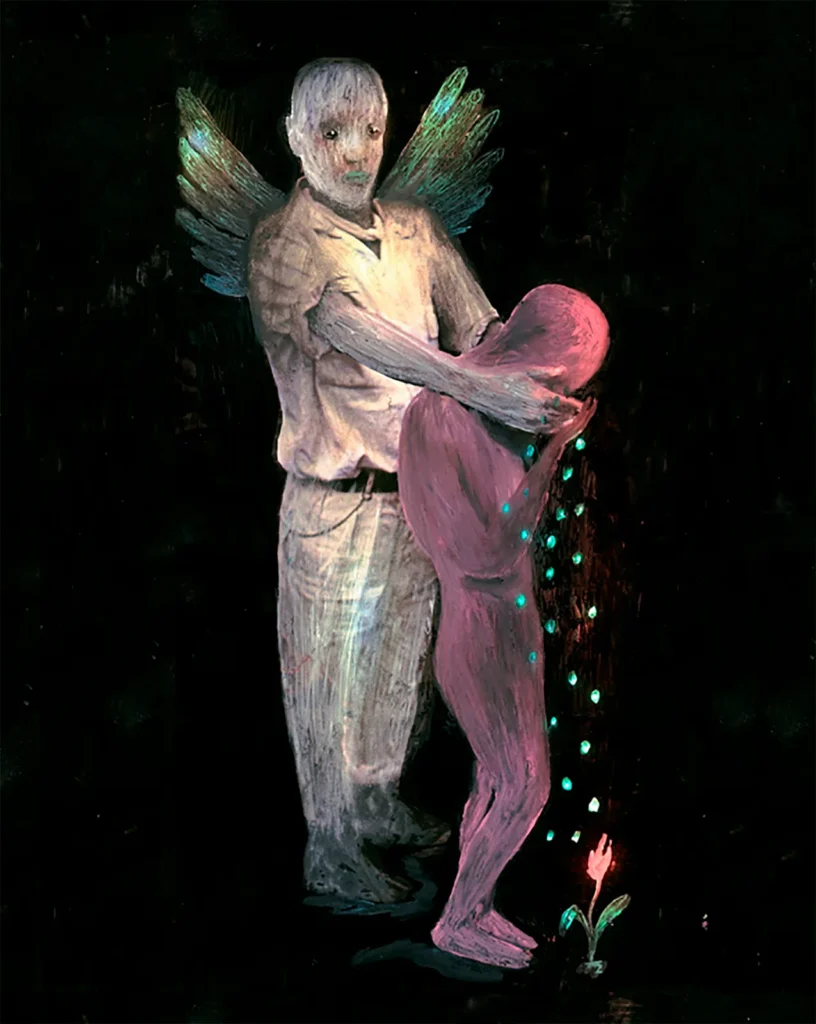 Soboleva utiliza la imagen encontrada, como si en la memoria ajena pudiera rastrear ecos de la propia. Sus collages y pinturas transforman lo ordinario en algo inquietante