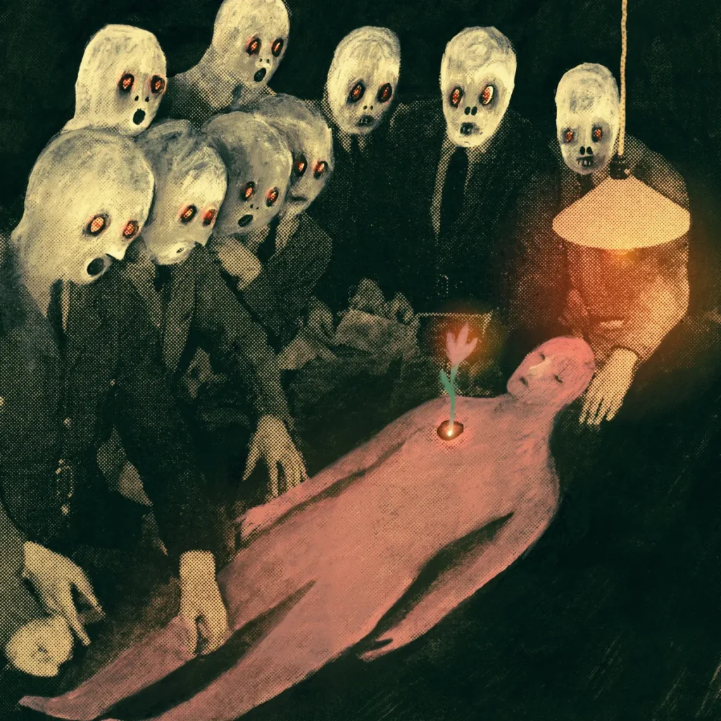 Soboleva utiliza la imagen encontrada, como si en la memoria ajena pudiera rastrear ecos de la propia. Sus collages y pinturas transforman lo ordinario en algo inquietante