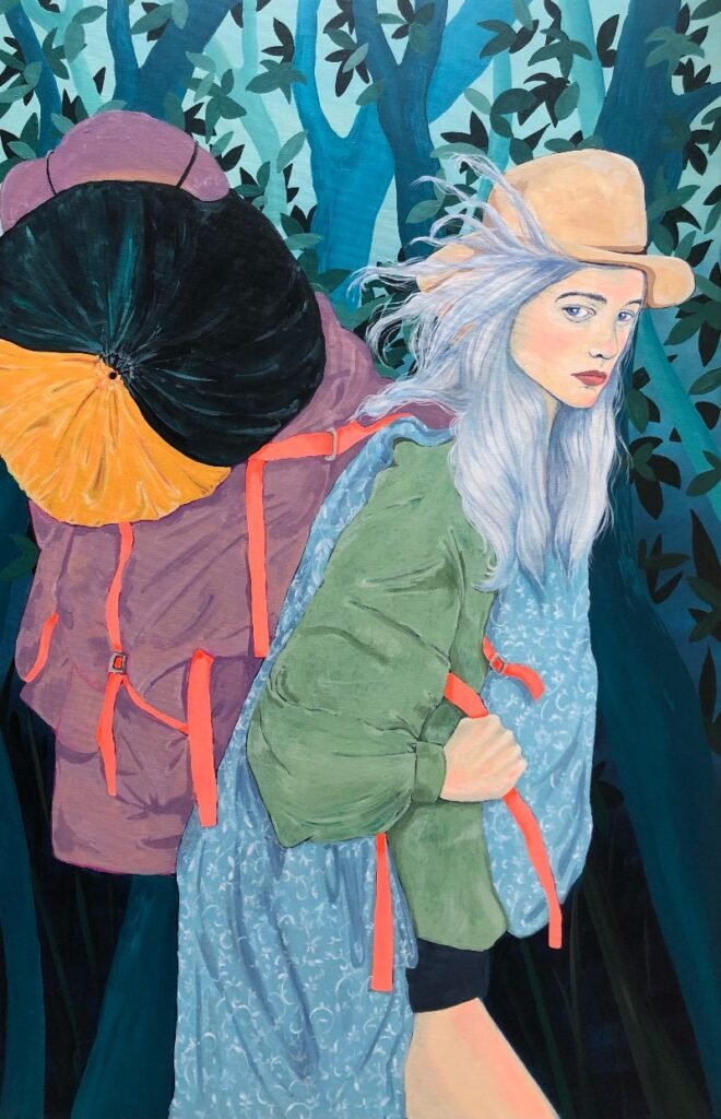 La artista Vanessa Van Meerhaeghe construye escenas íntimas donde mujeres contemporáneas habitan espacios casi teatrales y utilizan el gesto como un idioma sutil. 