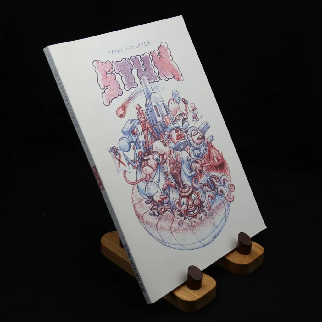 Las ilustraciones de Stuh no buscan una lectura lineal, sino que funcionan como capas superpuestas de significado. 