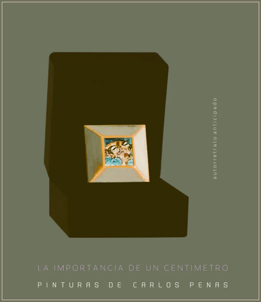 Portada del libro La importancia de un centímetro con pintura enmarcada sobre fondo verde oscuro.