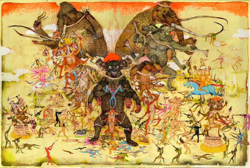 Una gran diversidad de influencias nutre las pinturas de Mu Pan, desde la literatura clásica china o los grabados japoneses ukiyo-e hasta el manga, las películas de artes marciales y la actualidad.