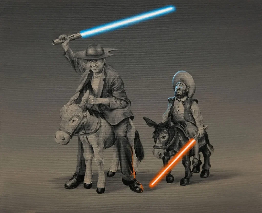 A menudo asociado con el realismo disruptivo o la figuración crítica, Pomet utiliza el realismo para cuestionar, más que para afirmar, la experiencia contemporánea. Las referencias a la historia del arte, la cultura popular y nuestra memoria colectiva se integran de manera fluida, produciendo imágenes atractivas, visualmente seductoras y resistentes a interpretaciones cerradas.