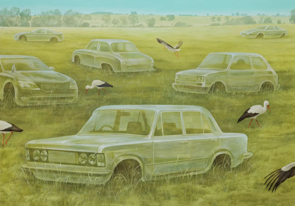 En Polonia, el paisaje icónico se asoció con la idílica pastoral, los abedules, tilos, sauces y aves. Alicja Pakosz se apropia de estas estrategias de manera subversiva: su narrativa, íntima y tensa, impregnada de humor oscuro, socava los relatos nacionales tradicionales.