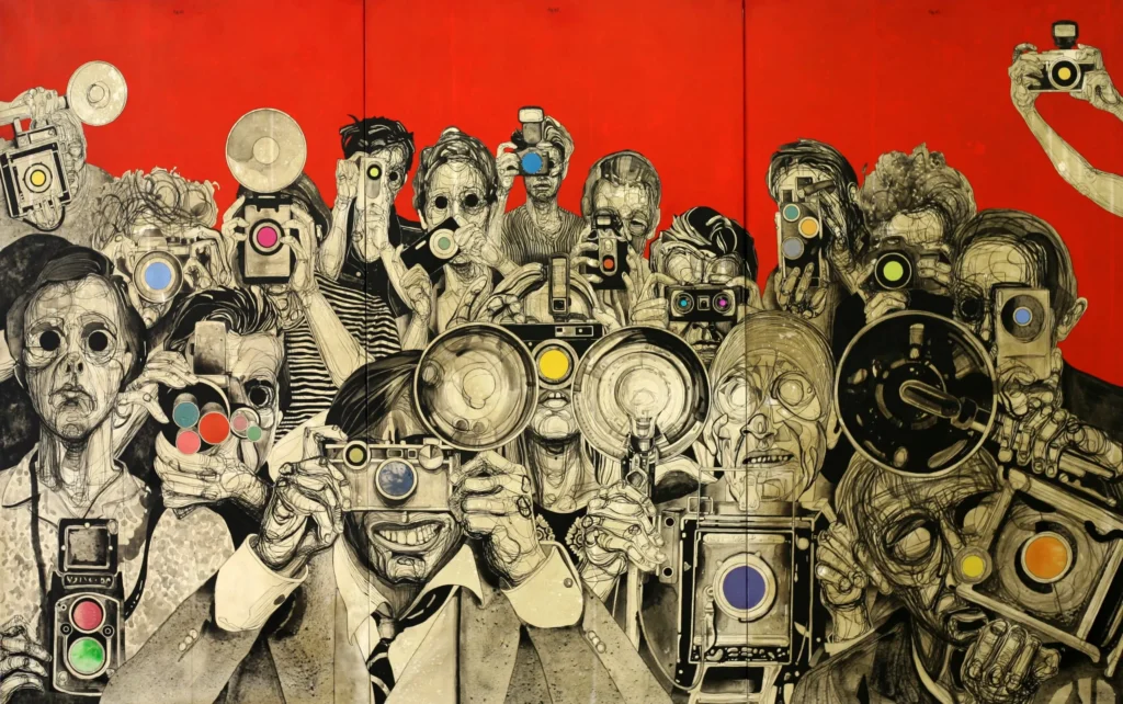 Jorge Rodríguez es algo así como un dibujante de monstruos, un deformante. Lo demuestran sus necesidades de trastornar facciones, las formas que debían ser. El resultado es una pintura absorbente