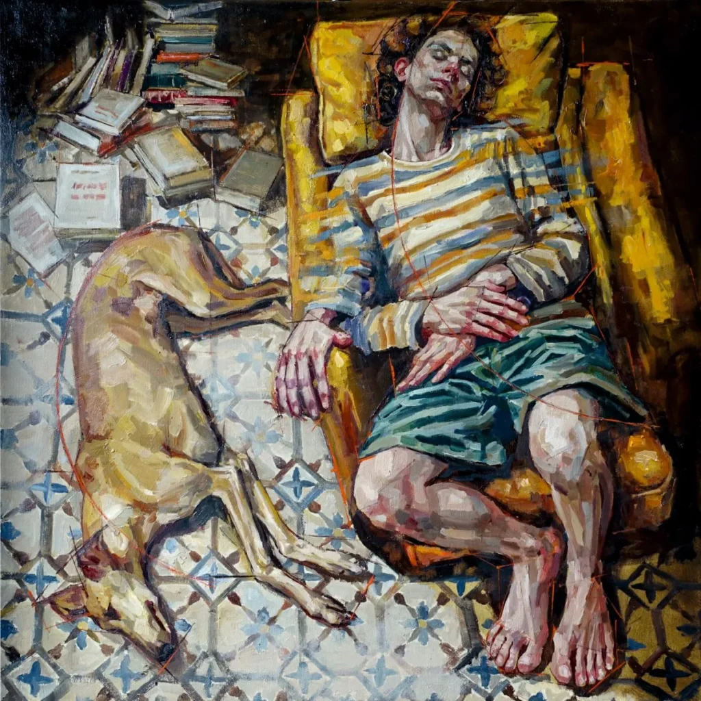 Carmen Mansilla ha mostrado su interés por la figura humana desde que era una niña. Interés que trasladó a la vertiente artística formándose en The Angel Academy of Art de Florencia y asistiendo a talleres de maestros como Antonio López, José Sánchez Carralero o Alex Kanevsky. La obra de Carmen Mansilla desafía los límites estáticos del retrato. Sus personajes protagonizan escenas que rompen con el inmovilismo, generando movimiento a través de superposiciones y jugando con distintos planos. De esta forma hace del arte figurativo un estilo en permanente contemporaneidad.