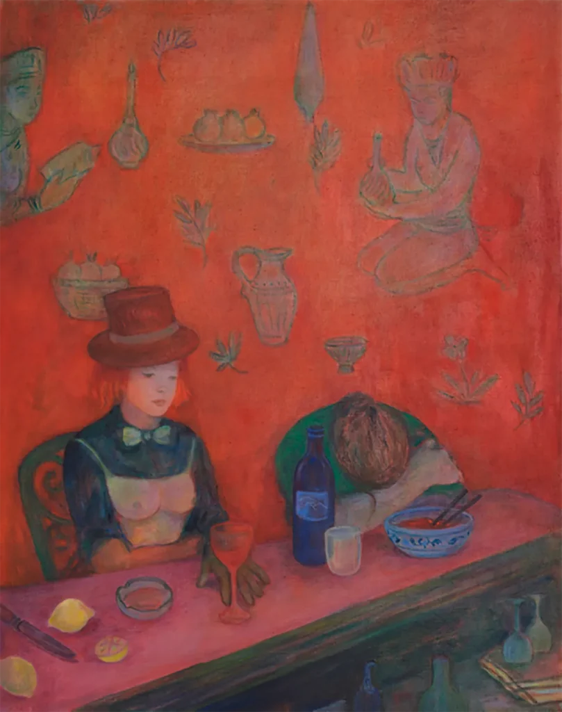 En la obra de Nastaran, la tristeza permanece igualmente silenciosa, vertiendo optimismo en cada pintura y rehaciendo composiciones que empiezan a mostrar demasiado la tristeza de la vida. Ha pintado la tristeza para apartarla de nosotros, los afortunados espectadores, invitándonos a sumergirnos en la belleza melancólica de estar vivos.