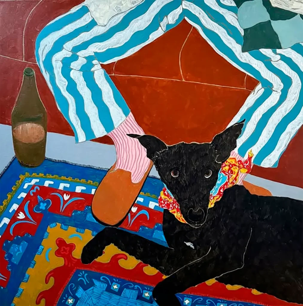 Una exploración visual de la vida cotidiana de diversas culturas: ornamentos auténticos en textiles, jarrones y muebles, plantas locales y animales domésticos. Allí donde se encuentre Danil, logra llenar los espacios que lo rodean con un conjunto de objetos inmutables y se convierte en un punto focal para las mascotas más encantadoras, que más tarde pasan a ser las protagonistas de sus lienzos.