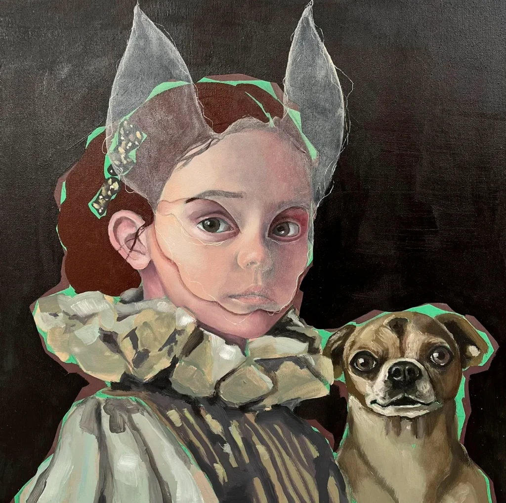 La serie Coquetería Inmortal de Gema Álvaro, que reúne un conjunto de piezas donde se redefine la búsqueda de la eterna juventud desde una mirada feminista. A través de la metáfora del mito vampírico, la artista reflexiona sobre la belleza estática: ese deseo ancestral de congelar la lozanía y detener el reloj biológico en el instante de mayor vitalidad. Bajo su atmósfera de fantasía, la obra plantea una pregunta incisiva acerca de cuánto estamos dispuestas a sacrificar por preservar un momento de plenitud.