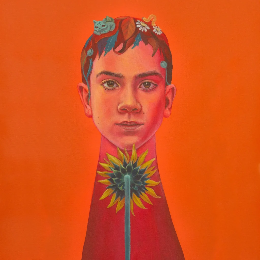 Natasha Lelenco (Moldavia, 1982) aborda desde la pintura cuestiones relacionadas con la identidad, la pertenencia, la memoria y la condición del sujeto en el contexto contemporáneo y digital. Su práctica se caracteriza por una atención rigurosa al proceso y a los materiales, así como por la creación de imágenes de fuerte presencia visual que se sitúan en un territorio de ambigüedad y tensión entre lo íntimo y lo político. La repetición es una constante en su trabajo, entendida como una forma de relacionarse con la lógica serial que configura la experiencia contemporánea. A partir de imágenes biográficas y referencias culturales compartidas, construye una gramática visual que integra iconografía ortodoxa, estética publicitaria, emojis e interfaces digitales.