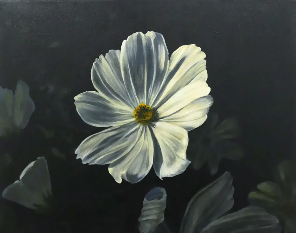 Las pinturas de Rebecca Storm son como pensamientos intrusivos. La palabra “limerencia” viene a la mente: el amor como un intruso psíquico, una dedicación no exenta de dolor. Amor como el zumbido rojo del despertador junto a la cama. Amor como una emergencia perpetua.