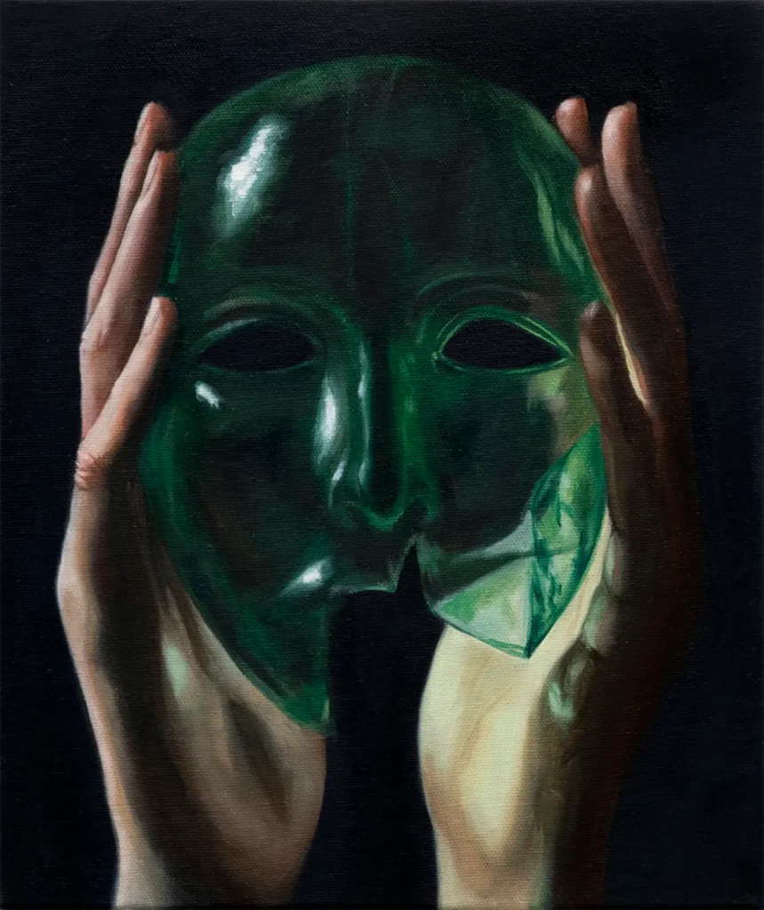 Las pinturas de Rebecca Storm emplean cifrados visuales que intentan descodificar cómo los ciclos de trauma, adicción y poder afectan al sentido de identidad y autonomía. Su obra busca explorar la semiótica del paso del tiempo y la experiencia somática de la memoria consciente e inconsciente.