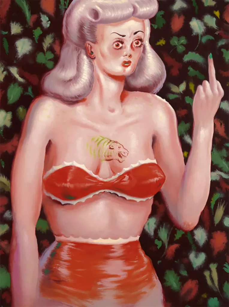 Ryan Heshka inventa sus personajes para crear sus propias obras de arte, pero dándoles un toque de humor e ironía que las convierte en algo artísticamente nuevo, desafiante y cargado de sátira. Y además, las usa como una crítica a la sociedad en la que le toca vivir, con la que no estaba de acuerdo y decide intentar transmutar la percepción creando esas situaciones cómicas y mundos paralelos.