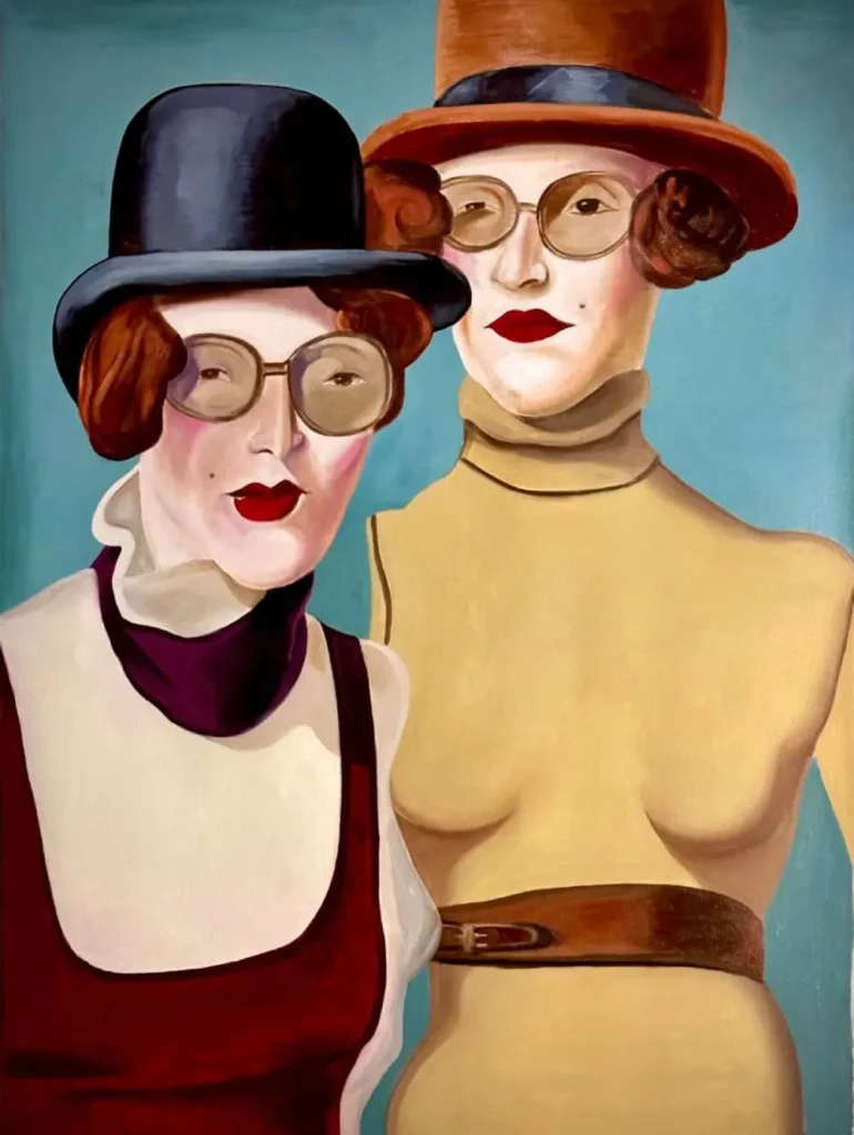 En el trabajo de Noah Becker una resonancia contemporánea inevitable: la sensación de vivir duplicados en múltiples planos. Las figuras parecen portar ese eco digital, esa sombra paralela que nos acompaña en silencio. Sin embargo, lejos de lo tecnológico explícito, la pintura insiste en su materialidad, en la huella del trazo como acto irrepetible. Es allí donde lo imaginario se encarna.