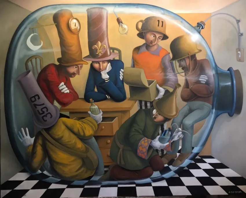La obra Fabián Mendoza no busca respuestas, sino abrir grietas en lo real, fisuras por donde se filtra lo fantástico, lo inquietante, lo que siempre estuvo ahí pero nunca nos atrevimos a ver. Cada cuadro es un umbral, una emboscada para la percepción, un territorio donde la lógica se pliega y las emociones quedan a la deriva